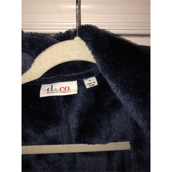 Denim & Co Navy Faux Suede Parka - Picture 8 of 8